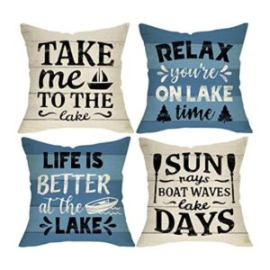 Fbcoo Life is Better at The Lake House Juego de 4 fundas