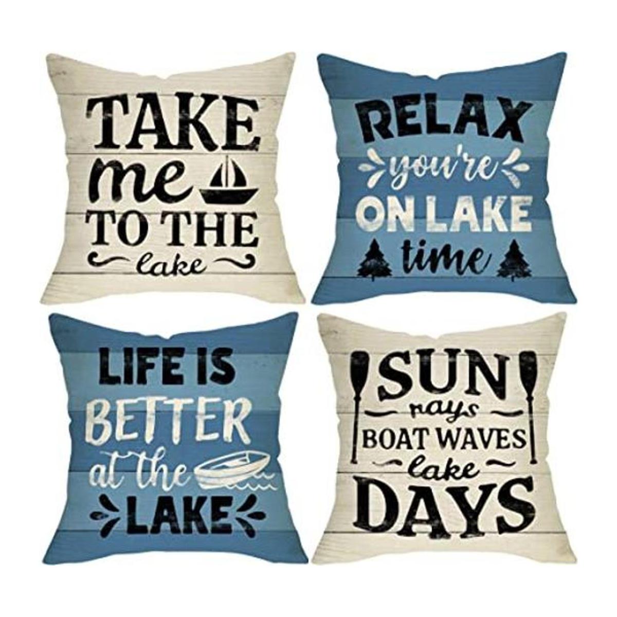 Fbcoo Life is Better at The Lake House Juego de 4 fundas