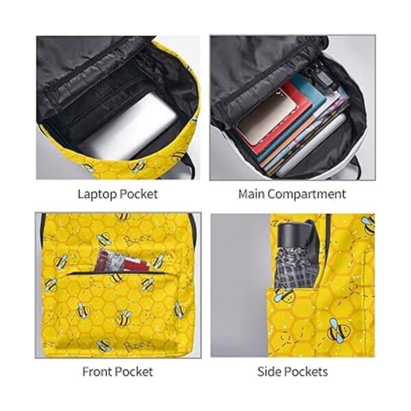 FeHuew Mochila de 16 pulgadas con diseño de abejas de