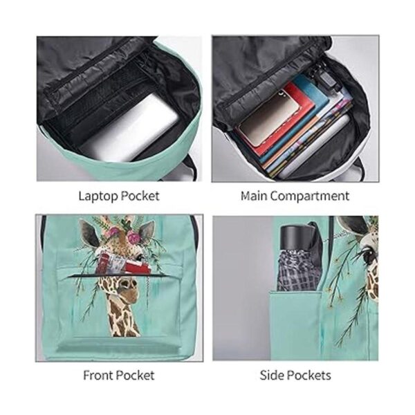 FeHuew Mochila de 16 pulgadas con diseño de jirafa con
