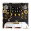Feliz Año Nuevo con banderines de papel negro dorado con