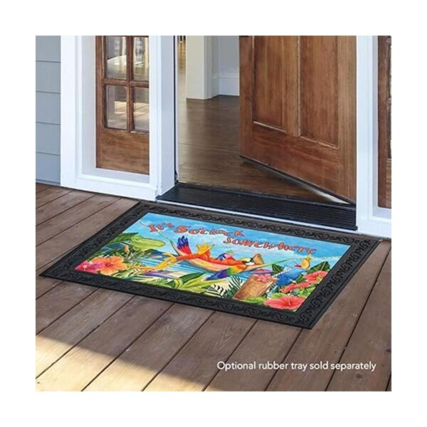 Felpudo de verano de 5 Oclock Parrot Tropical Beach Humor_2