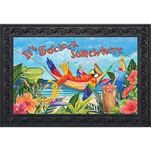 Felpudo de verano de 5 Oclock Parrot Tropical Beach Humor_1