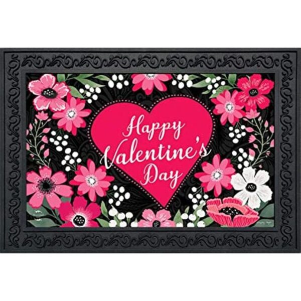 Felpudo floral de San Valentín con corazón de amor para_1