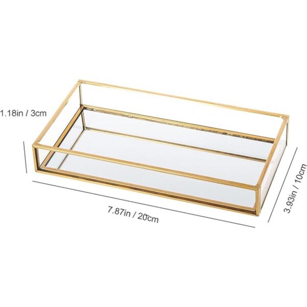 Feyarl Bandeja de tocador de cristal transparente dorado