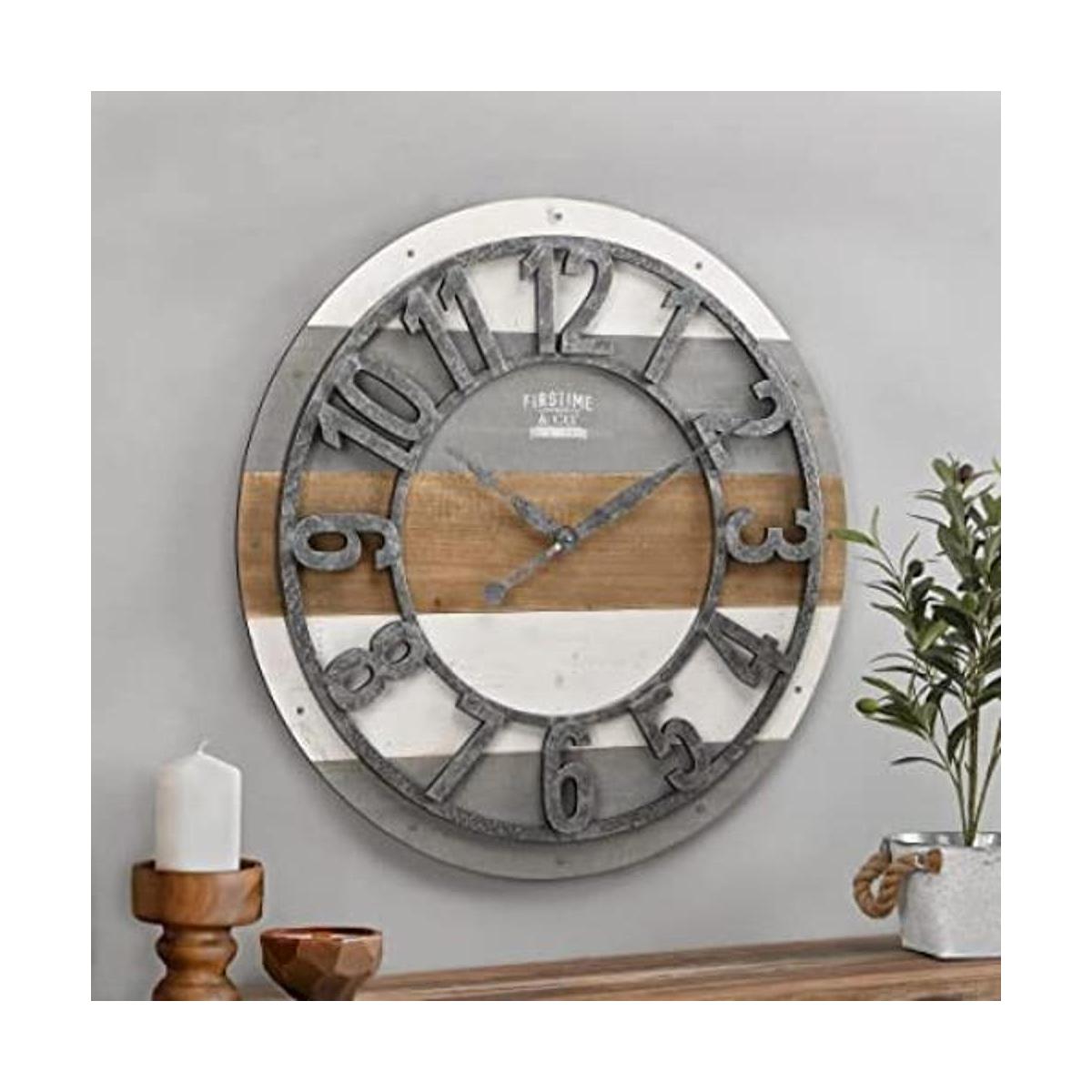 FirsTime Co. Reloj de pared Shabby Planks 27 pulgadas