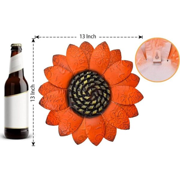 Flores de metal de girasol naranja decoración de pared de_2