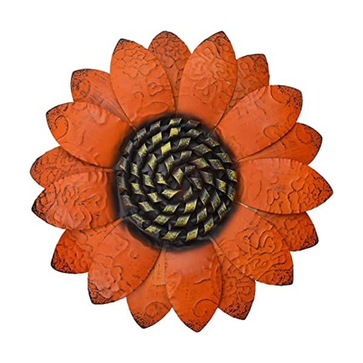 Flores de metal de girasol naranja decoración de pared de
