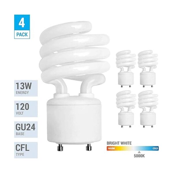 Foco mini espiral GU24 de 13 vatios Paquete de 4 unidades_2