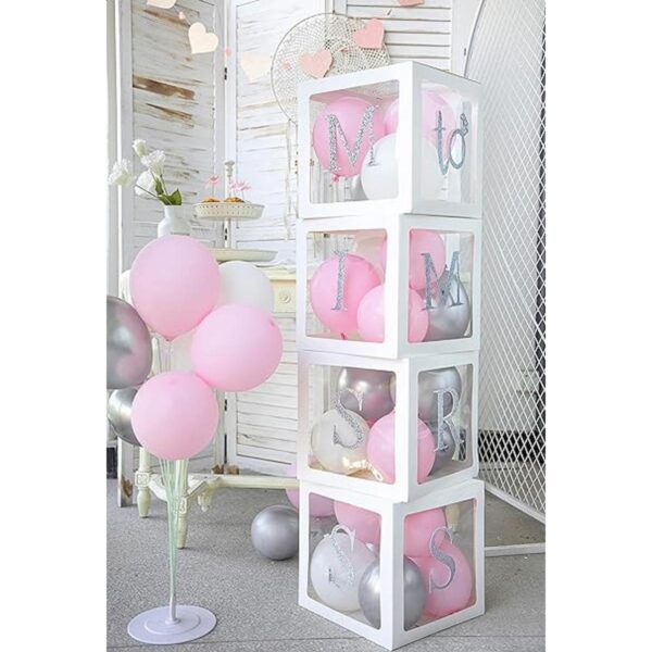 Fonder Mols 4 cajas de globos de fiesta blancas con letras_1