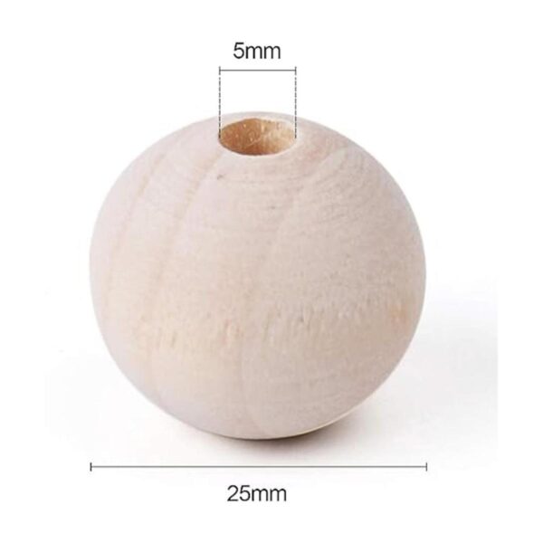 Foraineam 200 Pcs 1 Inch 25mm Wood Beads Round Wooden_2