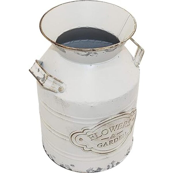 Fovasen Jarrón rústico galvanizado para leche jarrón de