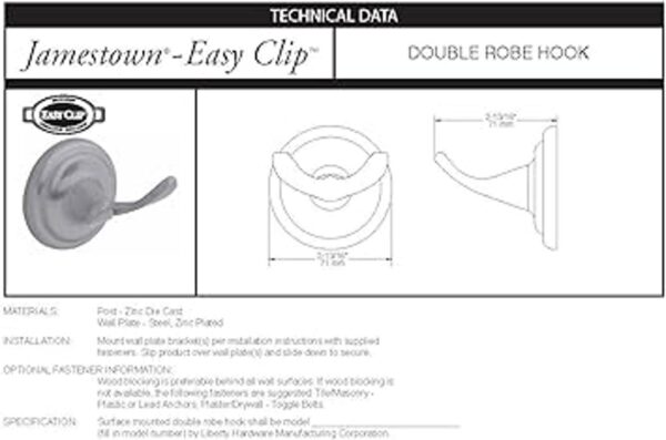 Franklin Jamestown de latón doble Robe Hook 127730_2