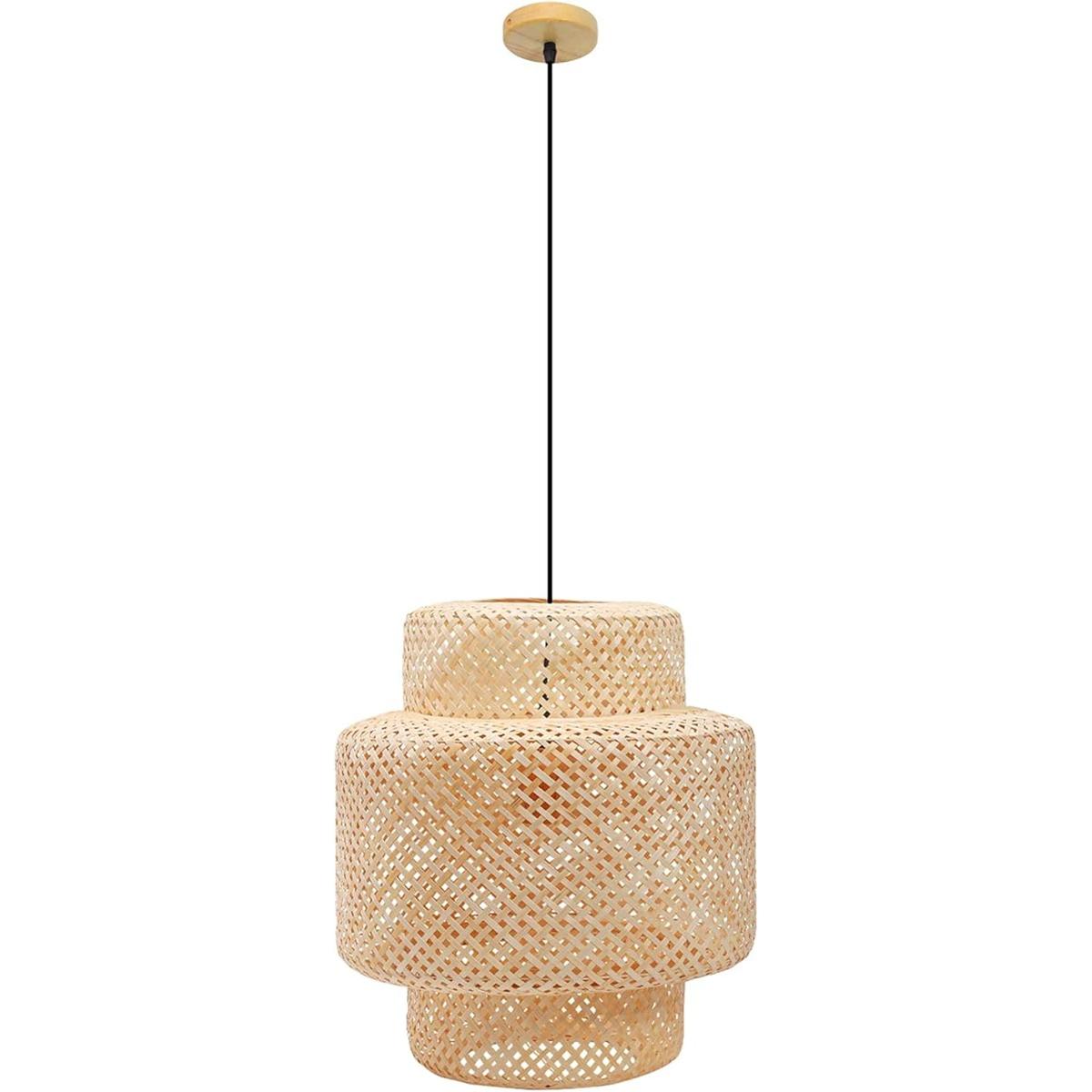 Frontsea Iluminación colgante de ratán para cocina