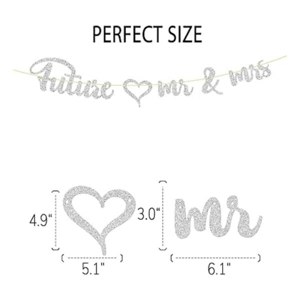 Future Mr Mrs Banner Letrero plateado con purpurina