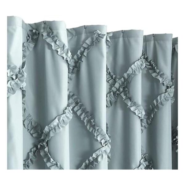 GARSTYLE Cortina de ducha de tela de diamante con volantes