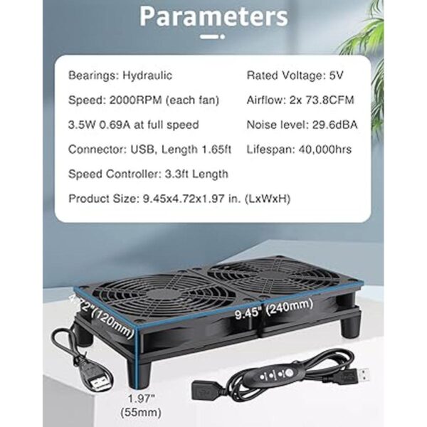 GDSTIME Ventiladores USB duales de 4.724 in y 5 V_2