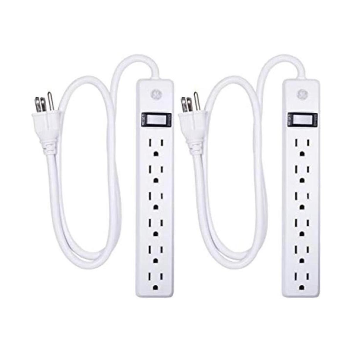 GE Barra multicontacto color blanco 6 enchufes de