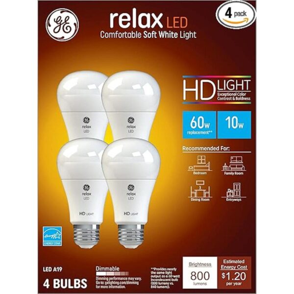 GE Relax Bombillas LED de 10 vatios equivalente a 60_1