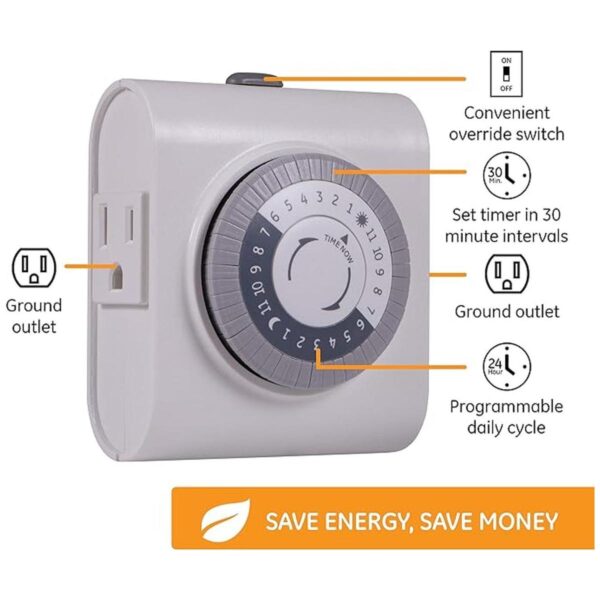 GE Temporizador mecánico de 24 horas para interiores 2_3