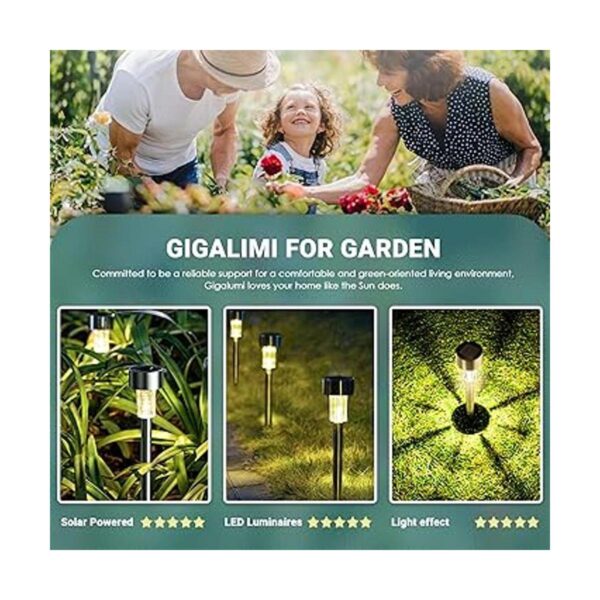 GIGALUMI 16 Pack Solar Path Lights OutdoorSolar Lights