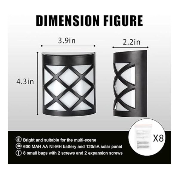 GIGALUMI Paquete de 8 luces solares para valla luces_2