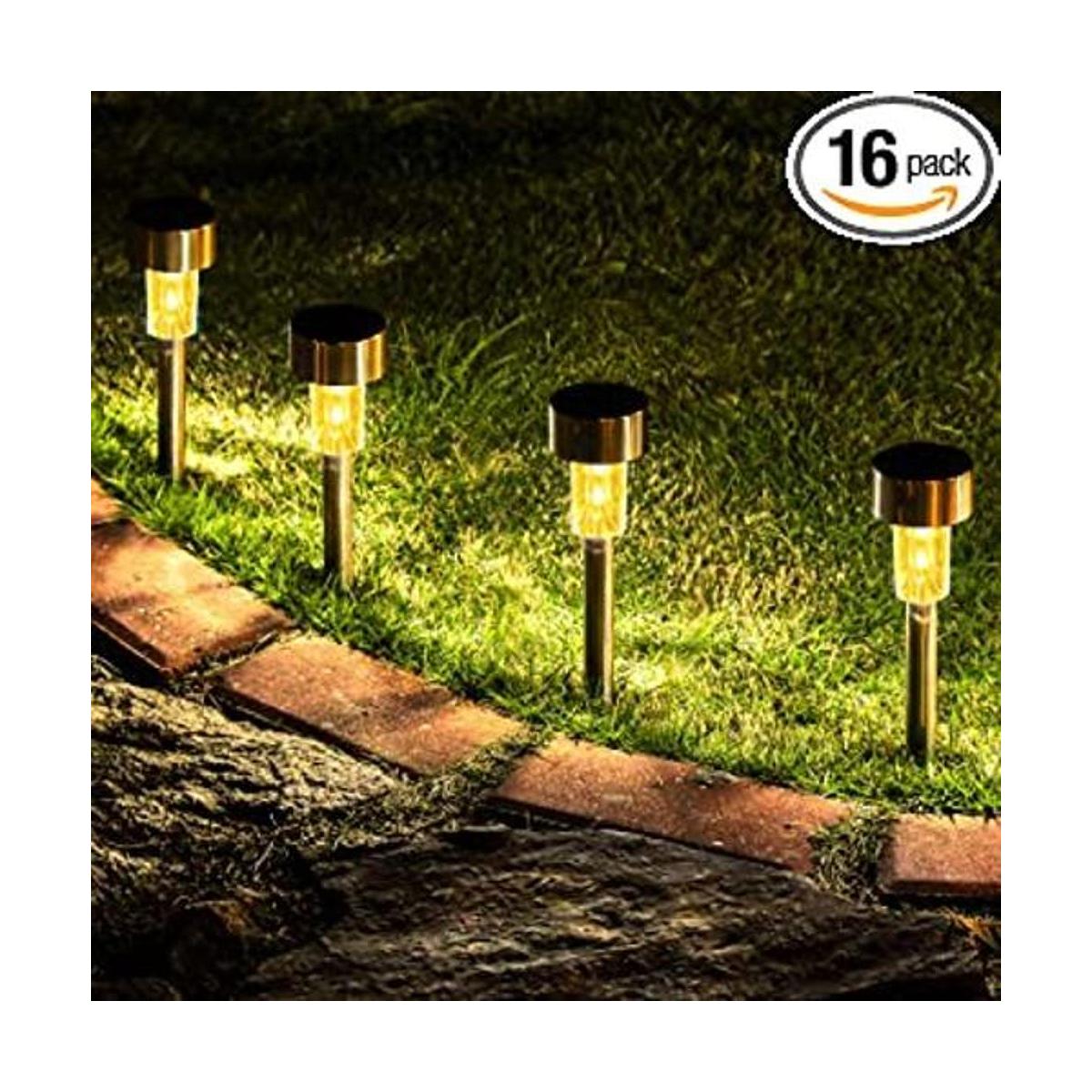 GIGALUMI 16 Pack Solar Path Lights OutdoorSolar Lights