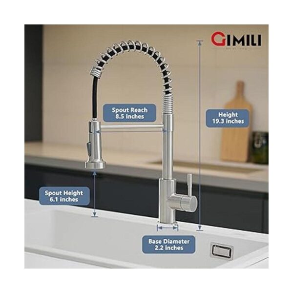 GIMILI Grifo de cocina con rociador desplegable de arco_2