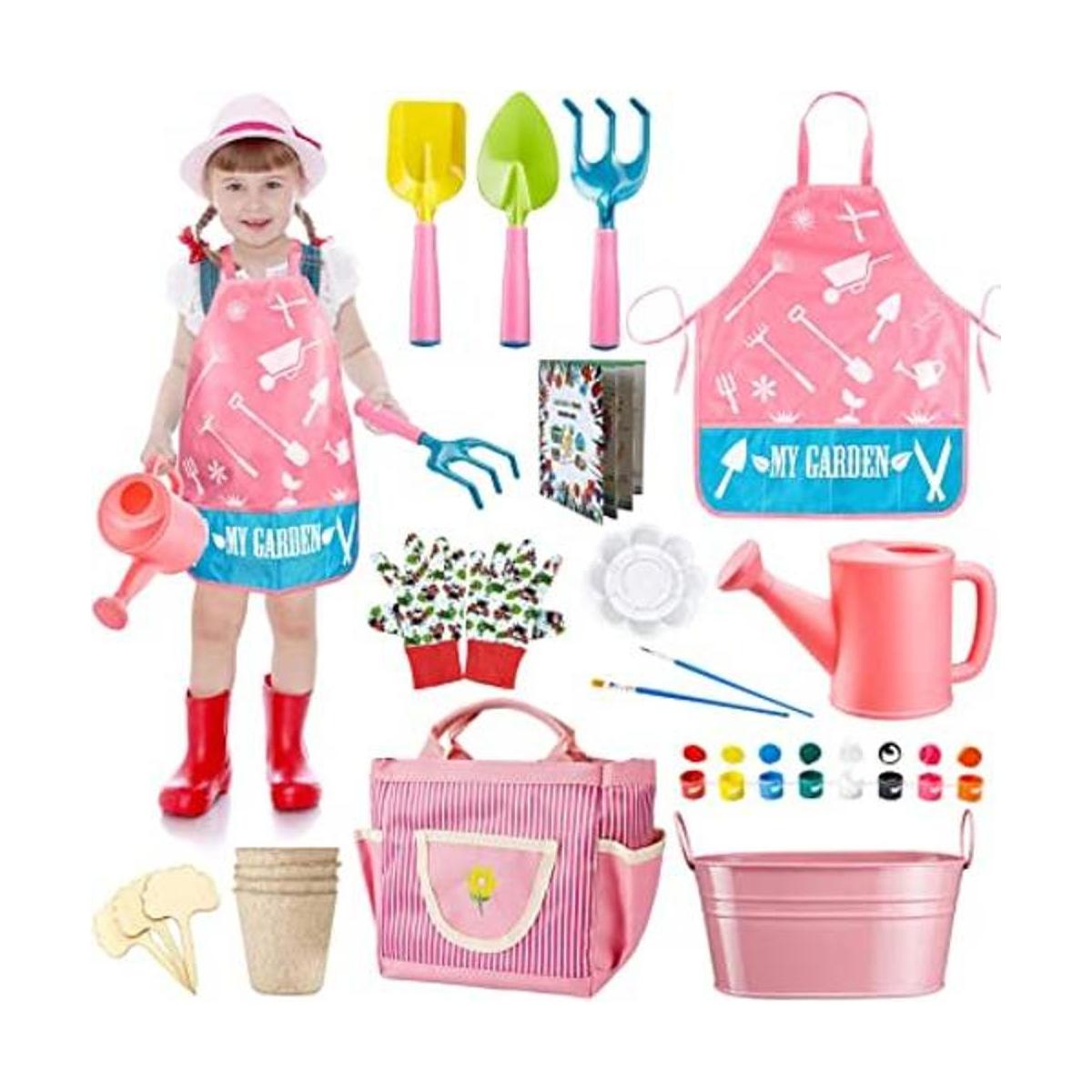 GINMIC Herramientas de jardinería para niños con guía de