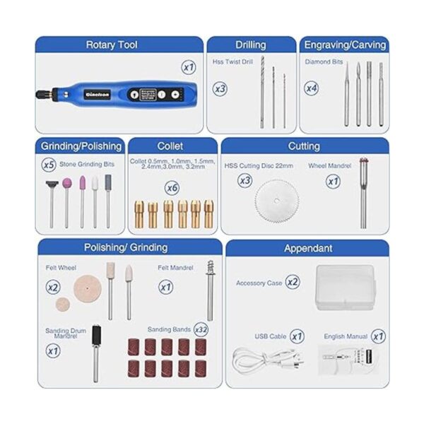GINELSON Herramienta giratoria inalámbrica mini kit de_6