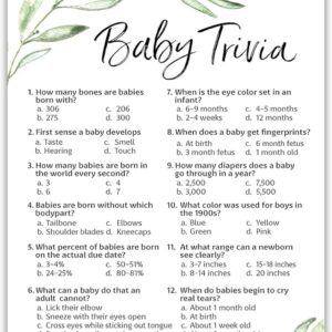 GREENERY Juego de baby shower Juegos de Baby Trivia
