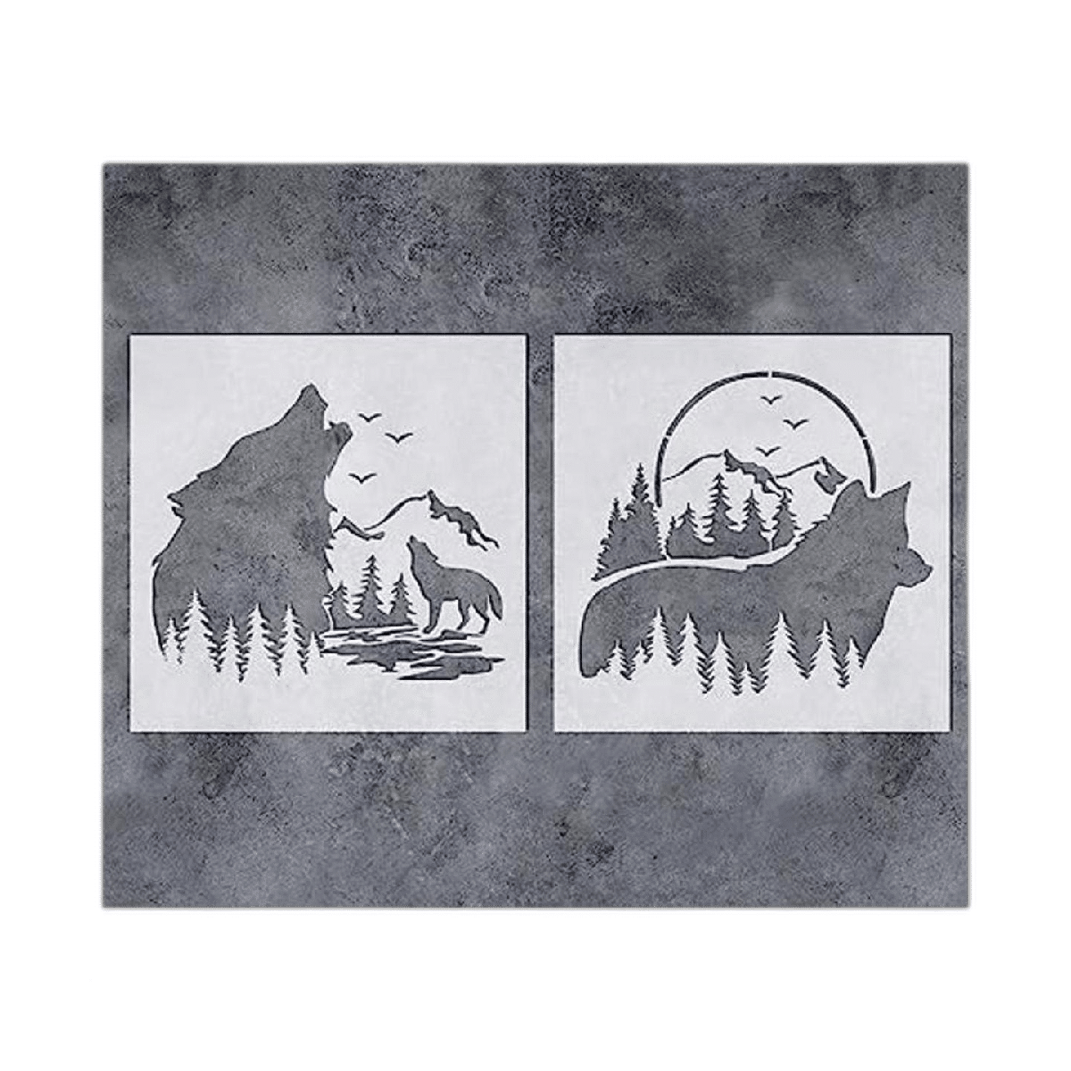 GSS Designs Plantillas de lobo 2 unidades diseño de