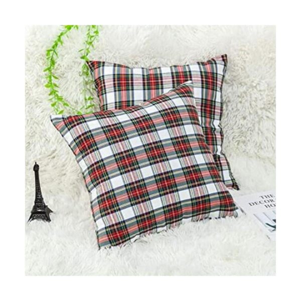GTEXT Paquete de 2 fundas de almohada de cuadros blancos_1