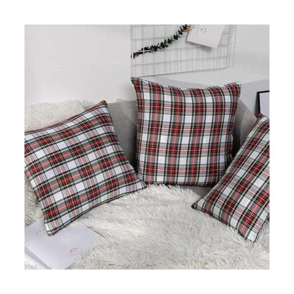 GTEXT Paquete de 2 fundas de almohada de cuadros blancos_3