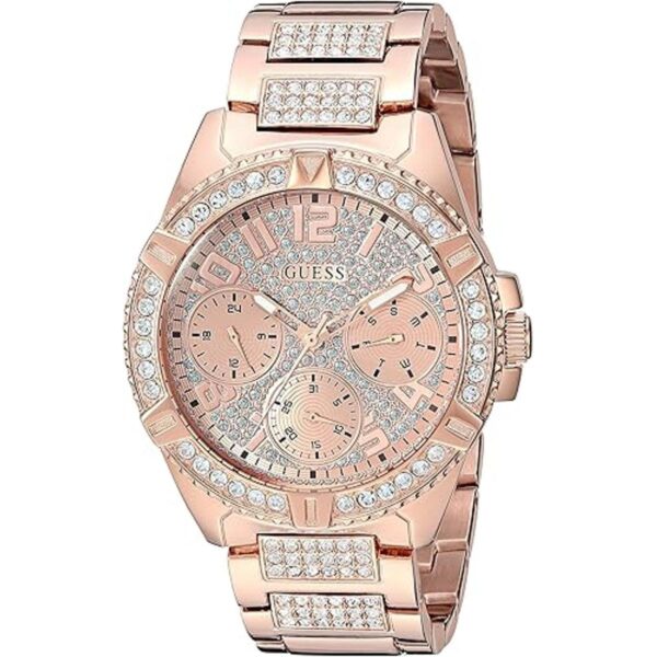 GUESS Reloj de cristal de acero inoxidable en tono oro_1