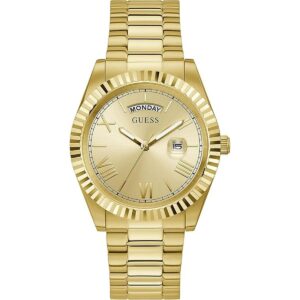 GUESS 42mm Stainless Steel DayDate Watch with Coin Edge_1