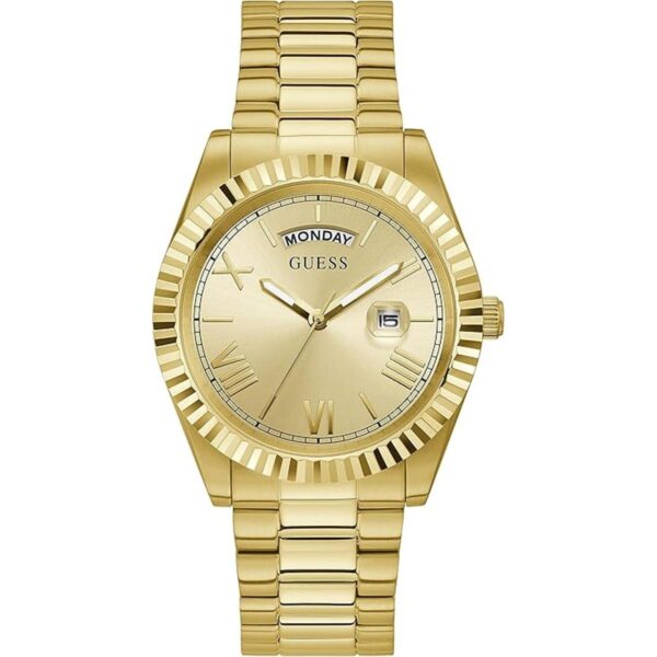 GUESS 42mm Stainless Steel DayDate Watch with Coin Edge_1