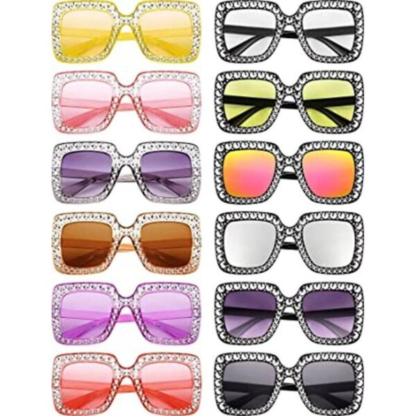 Gafas de sol de cristal de gran tamaño cuadrado diamante_1