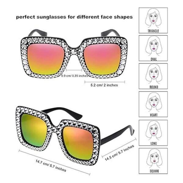 Gafas de sol de cristal de gran tamaño cuadrado diamante_2