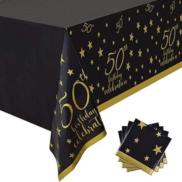 Gatherfun Mantel desechable de cumpleaños número 50