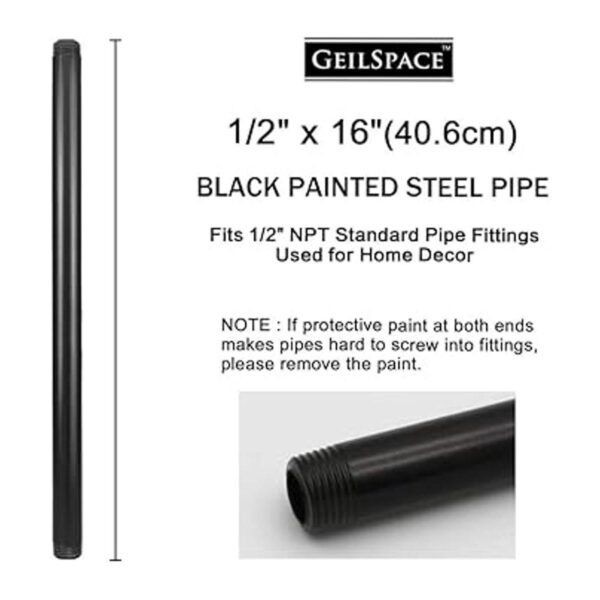 GeilSpace Paquete de 6 tubos de metal negro precortados de
