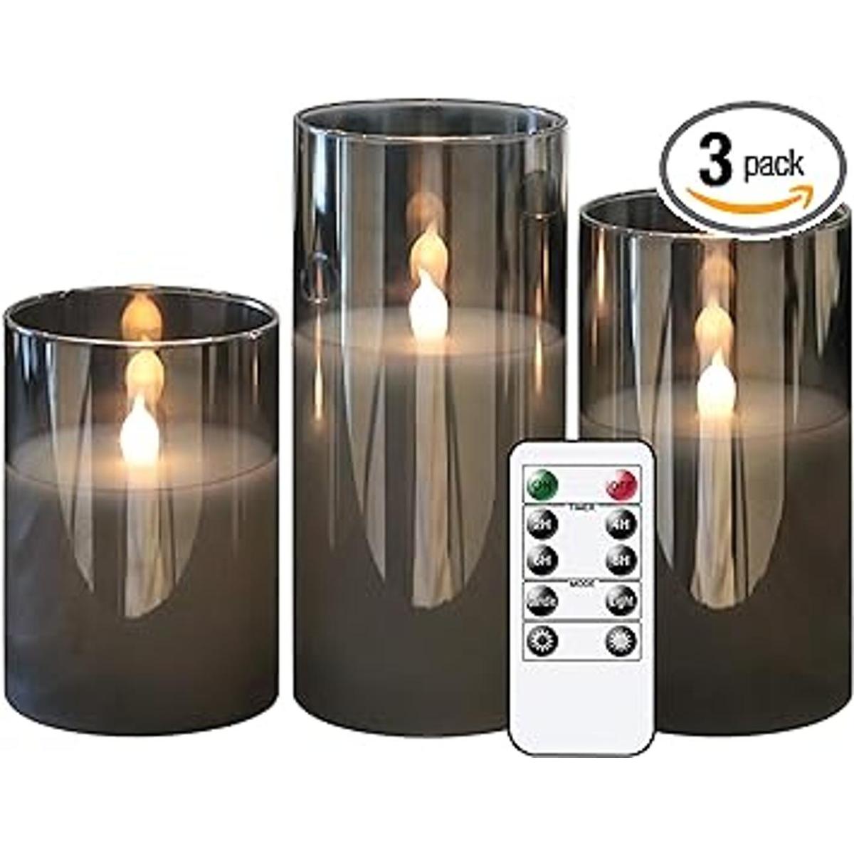 GenSwin Velas LED sin flama en recipiente de vidrio con