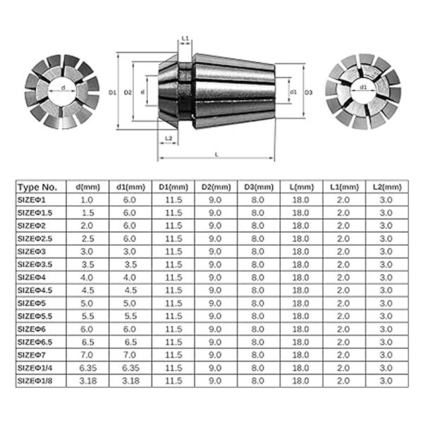 Genmitsu 15PCS ER11 Precision Spring Collet Set for CNC