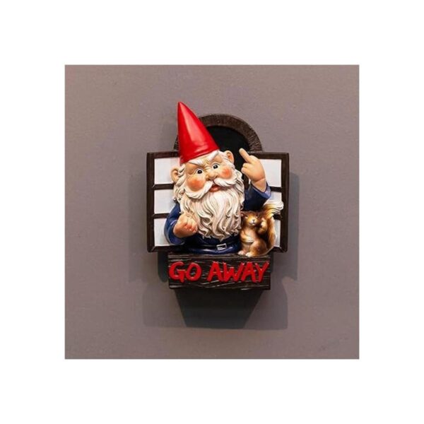 Go Away Estatua de gnomos de dedo medio extravagante
