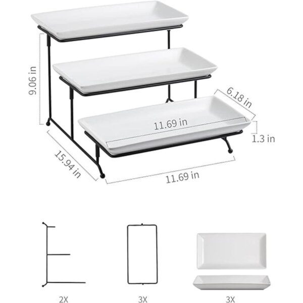 Gomakren Soporte para servir de 3 niveles platos de