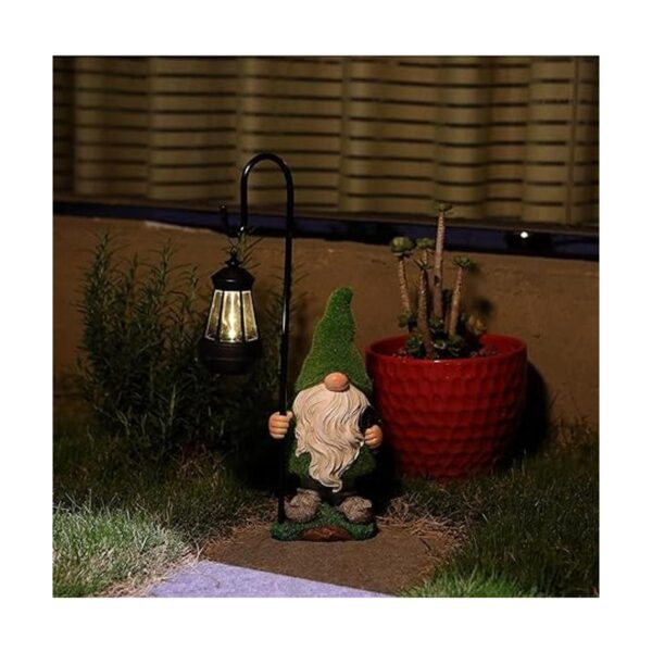 HDNICEZM Estatua de gnomo de jardín flocado gnomo grande_2