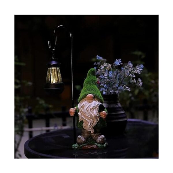 HDNICEZM Estatua de gnomo de jardín flocado gnomo grande_5
