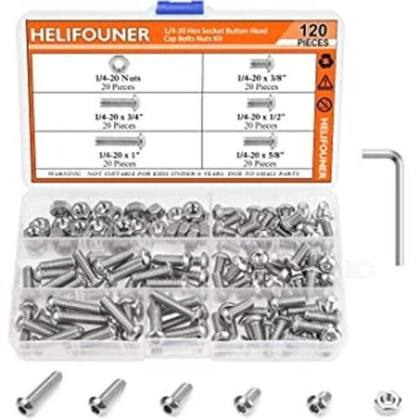 HELIFOUNER 120 piezas de 5 tamaños de acero inoxidable 304_1