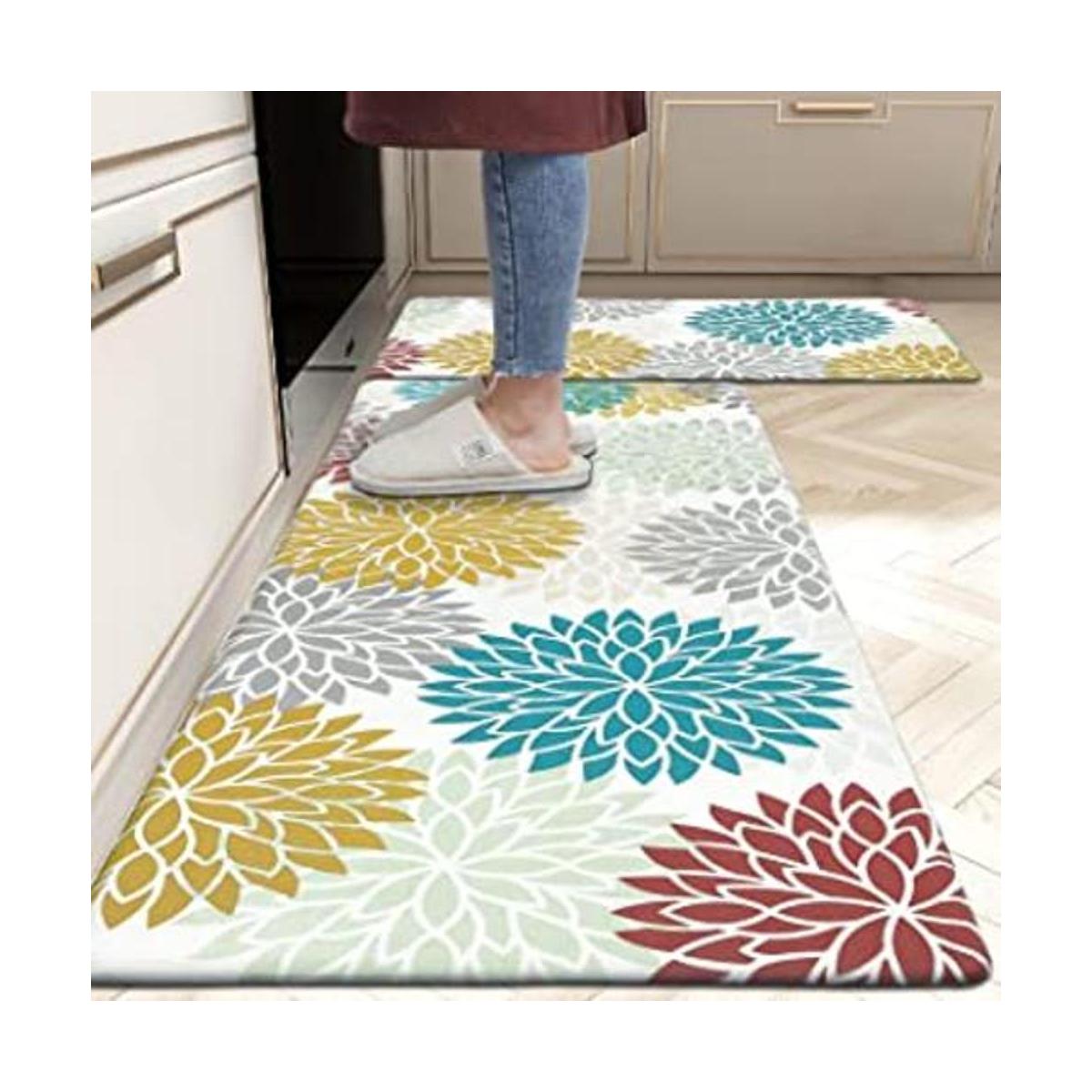 HEBE Juego de alfombras de cocina antifatiga 2 piezas