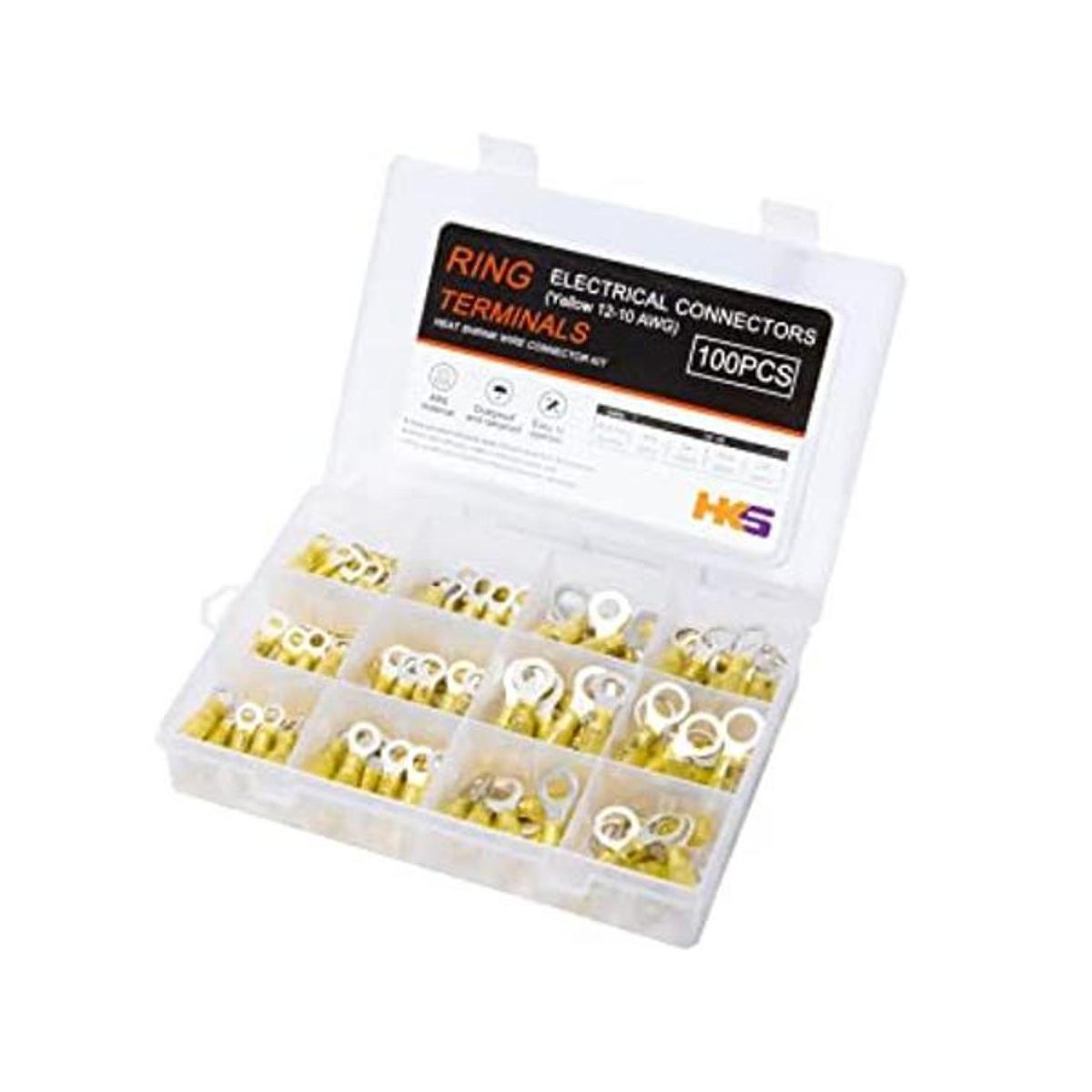 HKS 100 terminales de anillo termoencogible amarillo 1210